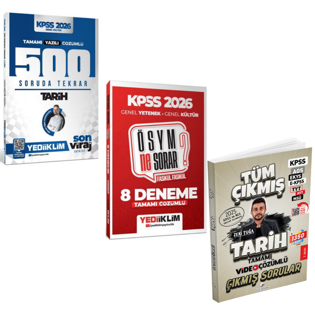 Yediiklim 2026 Kpss Tarih 500 Soruda Genel Tekrar Kampı & Dizgi KPSS Tarih Çıkmış Soru & KPSS ÖSYM NE SORAR Genel Yetenek Genel Kültür Deneme Seti