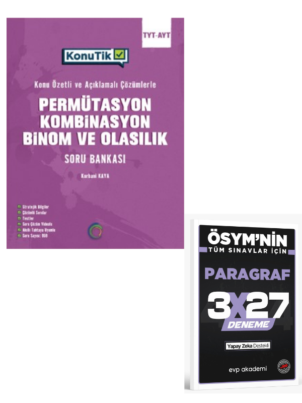Okyanus 2027 Tyt - Ayt KonuTik Permütasyon, Kombinasyon, Binom Ve Olasılık Soru Bankası+ EVP Akademi Paragraf