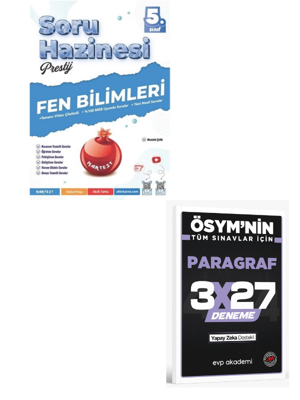 NARTEST 2027 5. SINIF FEN BİLİMLERİ SORU HAZİNESİ+ EVP Akademi Paragraf