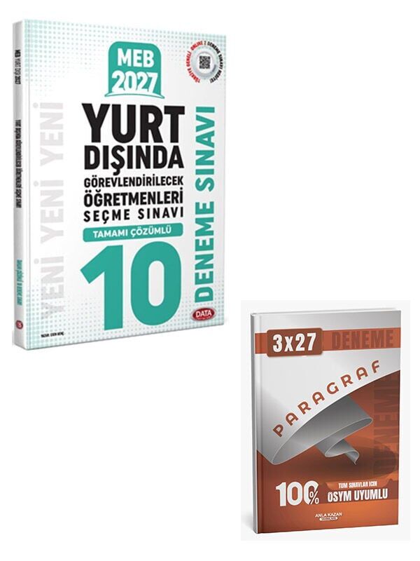 Data 2027 MEB Yurt Dışında Görevlendirilecek Öğretmenleri Seçme Sınavı Tamamı Çözümlü 10 Deneme Sınavı+Anla Kazan Paragraf Deneme