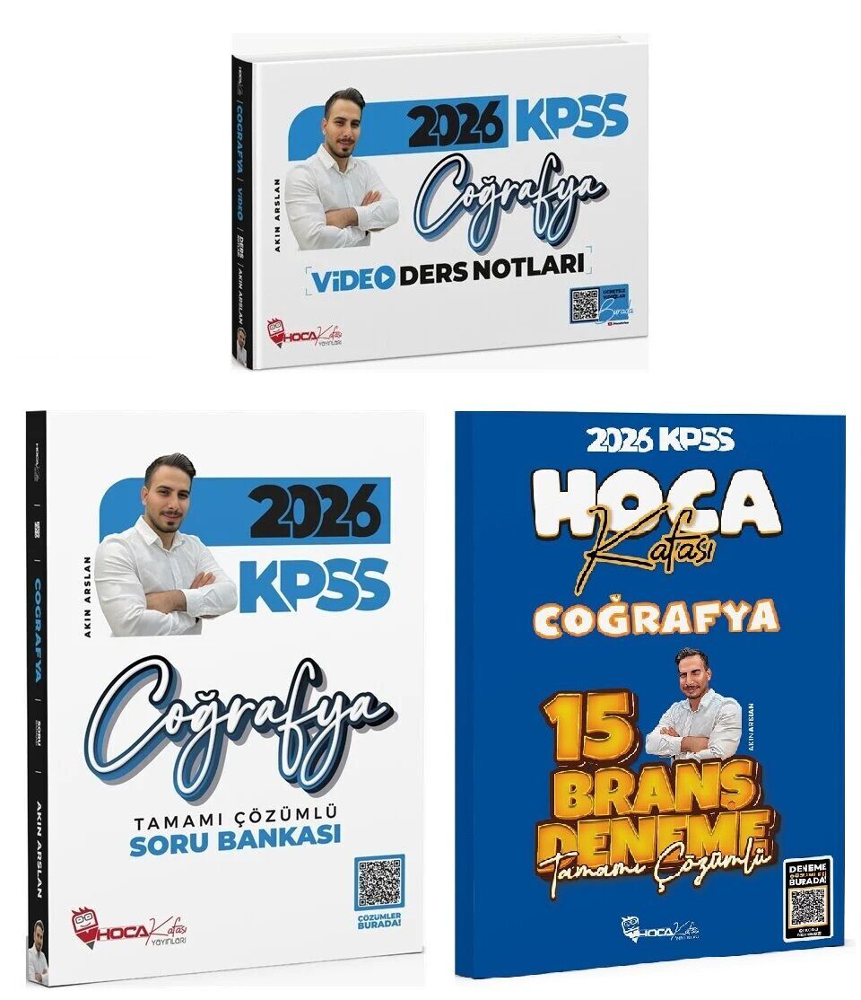 Hoca Kafası 2026 KPSS Coğrafya Video Ders Notları + Soru Bankası + 15 Deneme 3 lü Set - Akın Arslan Hoca Kafası Yayınları