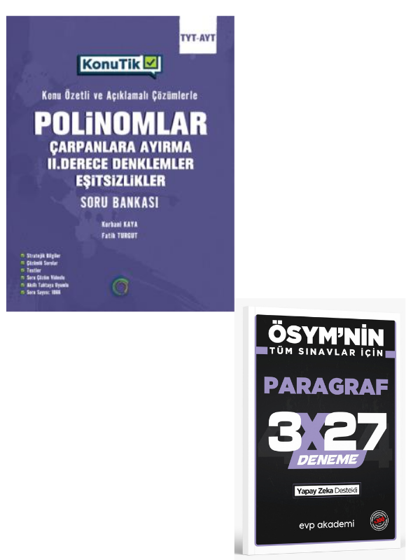 Okyanus 2027 TYT AYT KonuTik Polinomlar Çarpanlara Ayırma II. Derece Denklemler Ve Eşitsizlikler Soru Bankası+ EVP Akademi Paragraf
