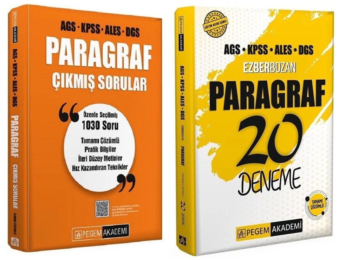 Pegem 2026 KPSS MEB-AGS ALES DGS Paragraf Çıkmış Sorular + 20 Deneme 2 li Set Pegem Akademi Yayınları