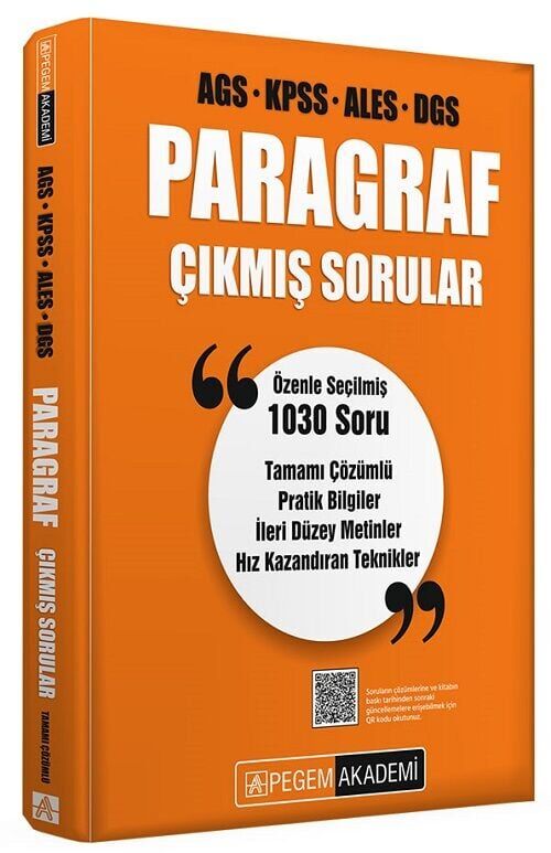 Pegem 2026 KPSS MEB-AGS ALES DGS Paragraf Çıkmış Sorular Çözümlü Pegem Akademi Yayınları