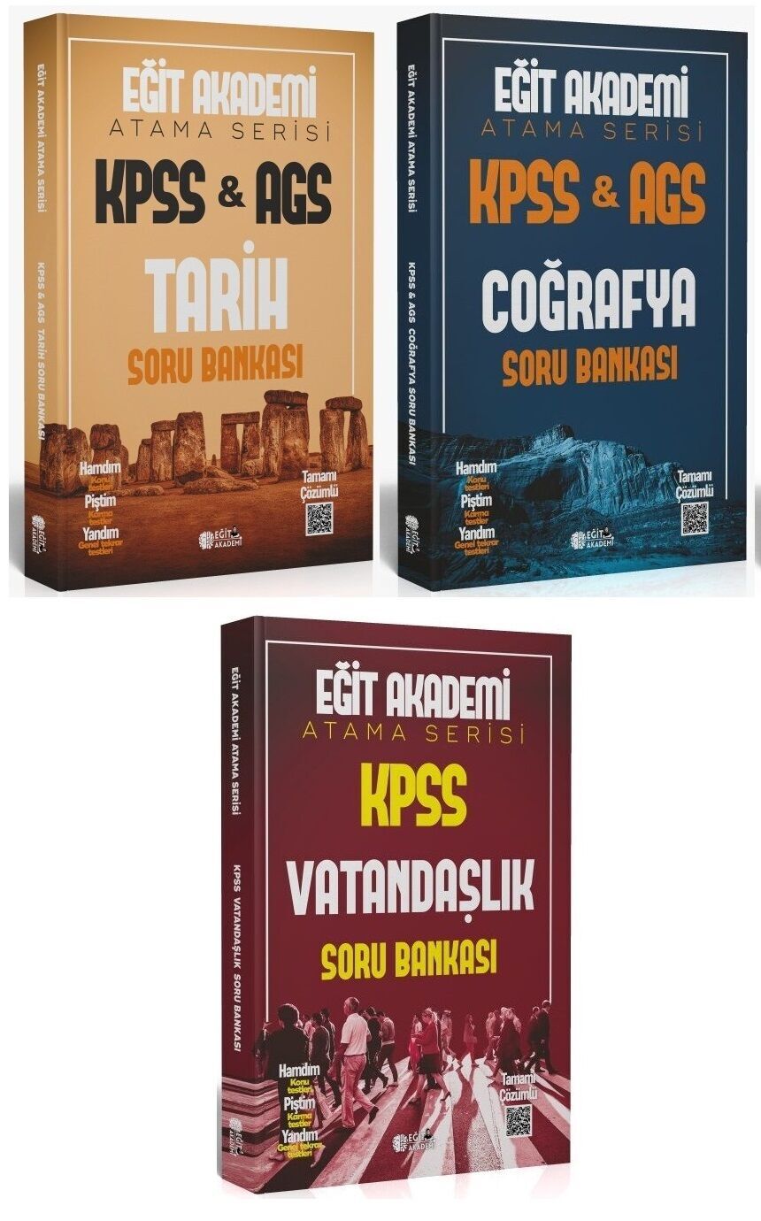 Eğit Akademi 2026 KPSS Tarih + Coğrafya + Vatandaşlık Atama Serisi Soru Bankası 3 lü Set Eğit Akademi