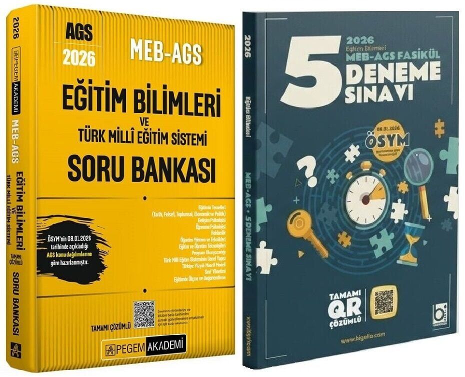 YENİ AGS - Pegem + Bigelio 2026 MEB-AGS Eğitim Bilimleri Soru Bankası + 5 Deneme 2 li Set Pegem Akademi + Bigelio Yayınları