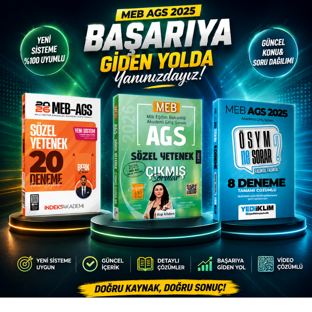 Dizgi Kitap 2026 MEB AGS Sözel Yetenek Çıkmış Sorular & İndeks AGS Sözel Yetenek 20 Deneme & Yediiklim AGS Tüm Dersler 8 Deneme Seti