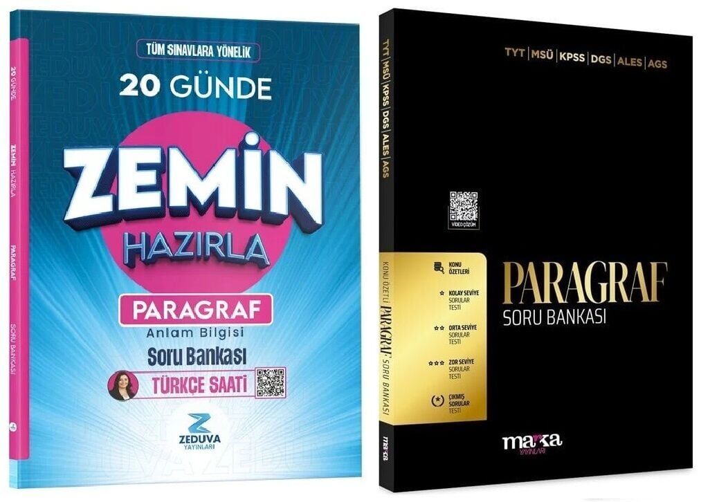 Zeduva + Marka YKS TYT KPSS Türkçe Saati Paragraf 20 Günde Zemin Hazırla Soru Bankası 2 li Set - Öznur Saat Yıldırım Zeduva + Marka Yayınları