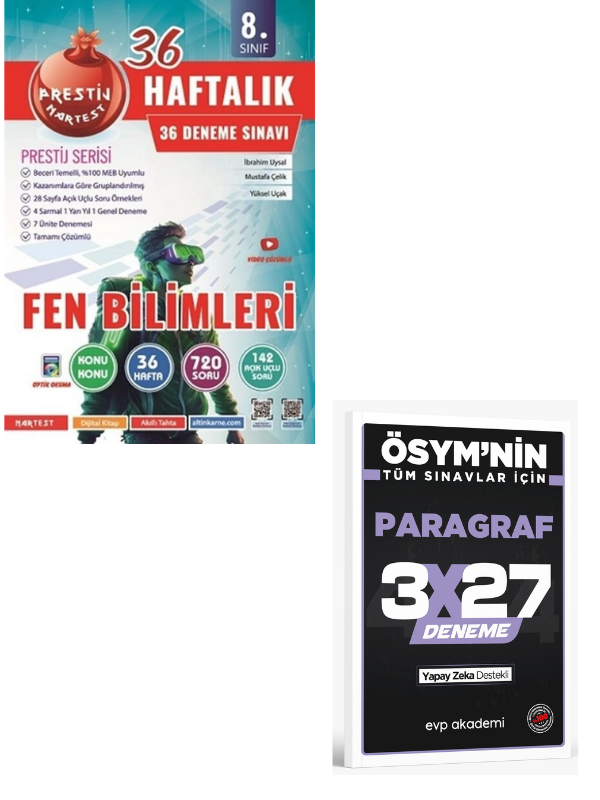 NARTEST 2027 8. SINIF HAFTALIK FEN BİLİMLERİ DENEMELERİ+ EVP Akademi Paragraf