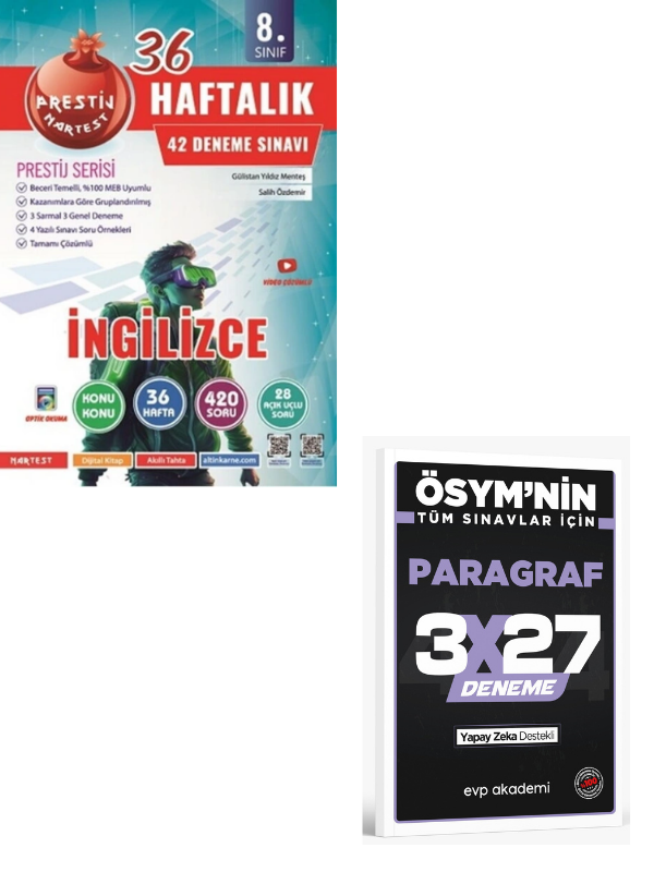 NARTEST 2027 8. SINIF HAFTALIK İNGİLİZCE DENEMELERİ+ EVP Akademi Paragraf