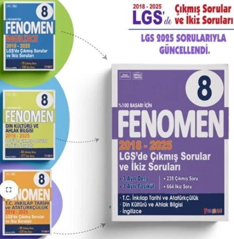 Fenomen Okul Yayınları 8. Sınıf LGS Çıkmış Sorular ve İkiz Soruları Sözel Seti 2018 2025