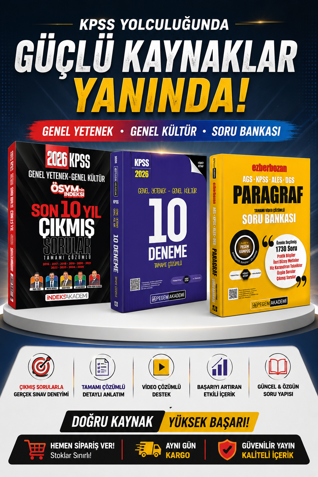 Pegem Paragraf Soru Bankası & KPSS GKGY 10 Deneme & İndeks KPSS Çıkmış Sorular Son 10 Yıl Seti