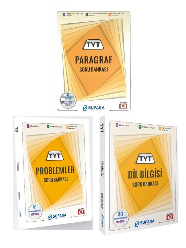 Supara YKS TYT Paragraf + Problem + Dil Bilgisi Soru 3lü Set
