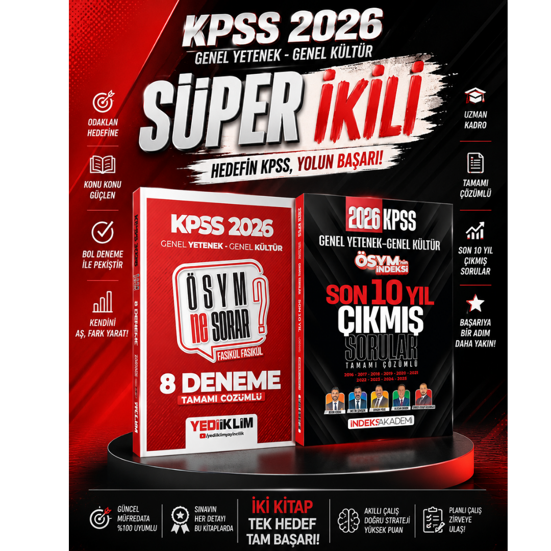 İndeks 2026 KPSS Çıkmış Sorular Son 10 Yıl & Yediiklim KPSS Genel Yetenek Genel Kültür 8 Deneme Seti