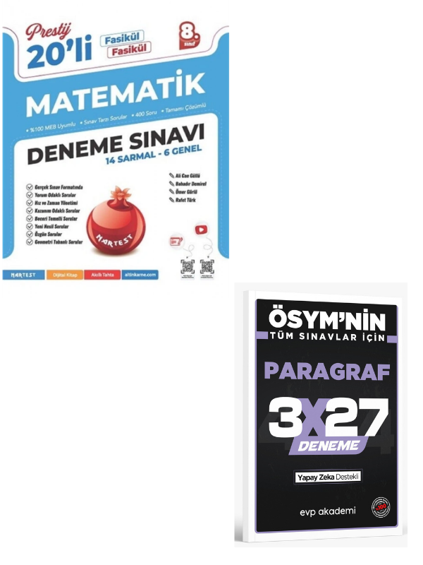 NARTEST 2027 8. SINIF PRESTİJ DS MATEMATİK 20 DENEME SINAVI+ EVP Akademi Paragraf