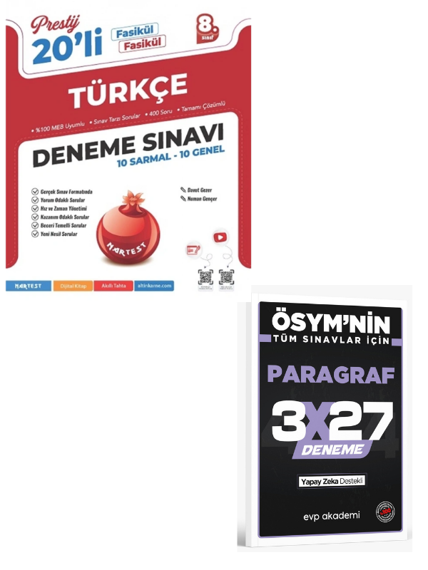NARTEST 2027 8. SINIF PRESTİJ DS TÜRKÇE 20 DENEME SINAVI+ EVP Akademi Paragraf