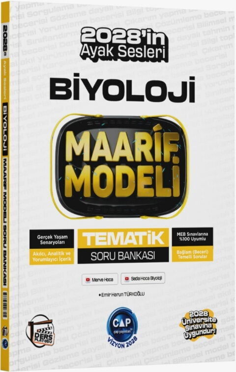 Çap Yayınları 2028 Üniversiteye Hazırlık Biyoloji Ders Platosu Maarif Modeli Tematik Soru Bankası