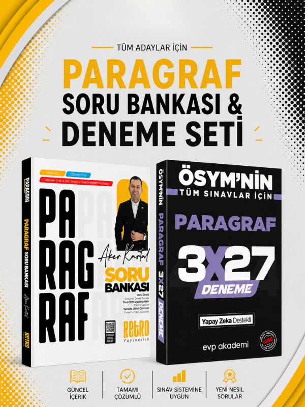 Retro Aker Kartal Paragraf Soru Bankası & 3x27 Paragraf Deneme EVP Akademi Seti
