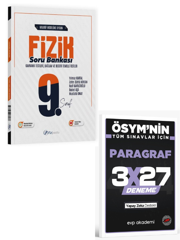 Fizipedia 2027 9. Sınıf Fizik Maarif Modeli Soru Bankası Çözümlü+ EVP Akademi Paragraf