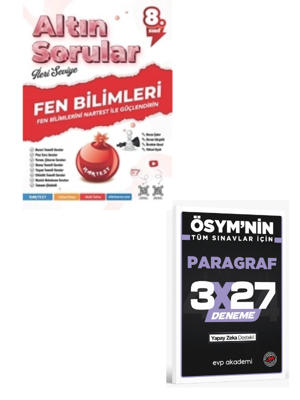 NARTEST 2027 8. SINIF ALTIN SORULAR FEN BİLİMLERİ+ EVP Akademi Paragraf