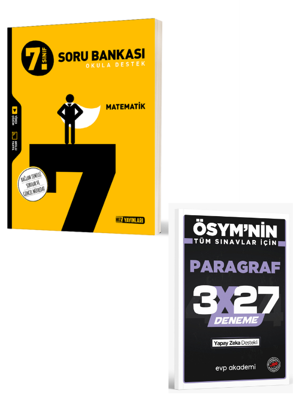 HIZ 2027 Güncel Müfredat 7. SINIF MATEMATİK SORU BANKASI + EVP Akademi Paragraf