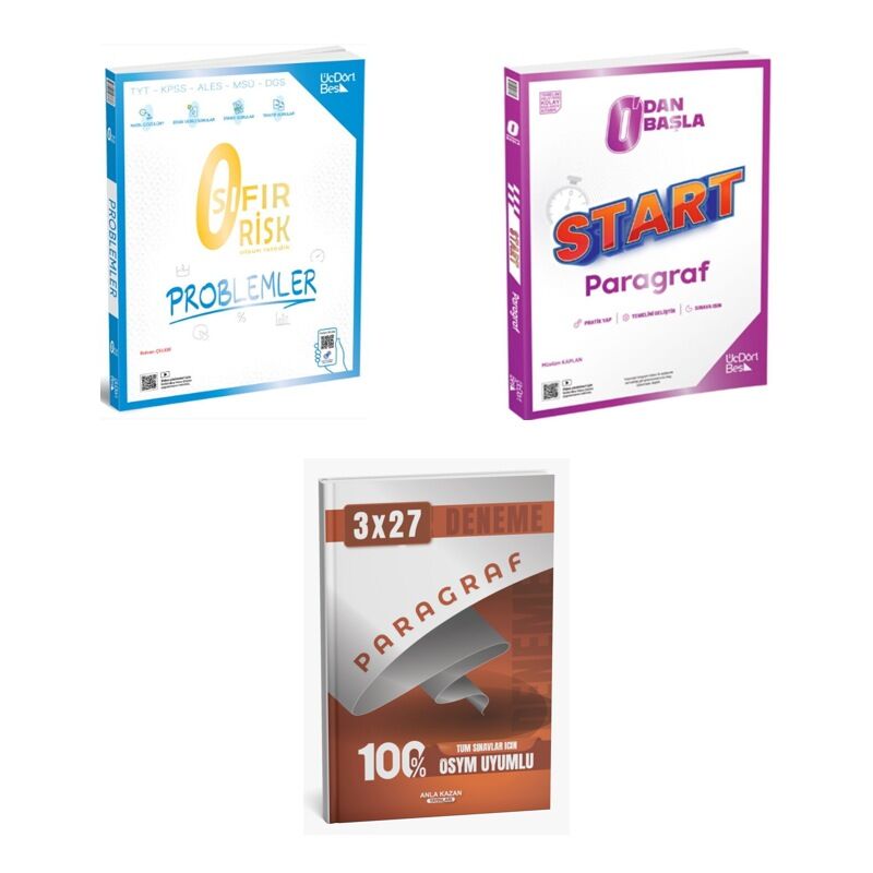 2027 TYT ÜçDörtBeş KPSS ALES MSÜ DGS Sıfır Risk Problemler + Sıfırdan Başla Start Paragraf + Ankapade 3'lü Set