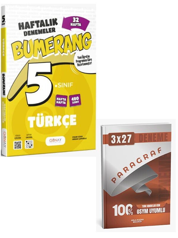 Günay 2027 5. Sınıf Türkçe Bumerang 32 Haftalık Denemeleri+Anla Kazan Paragraf Deneme