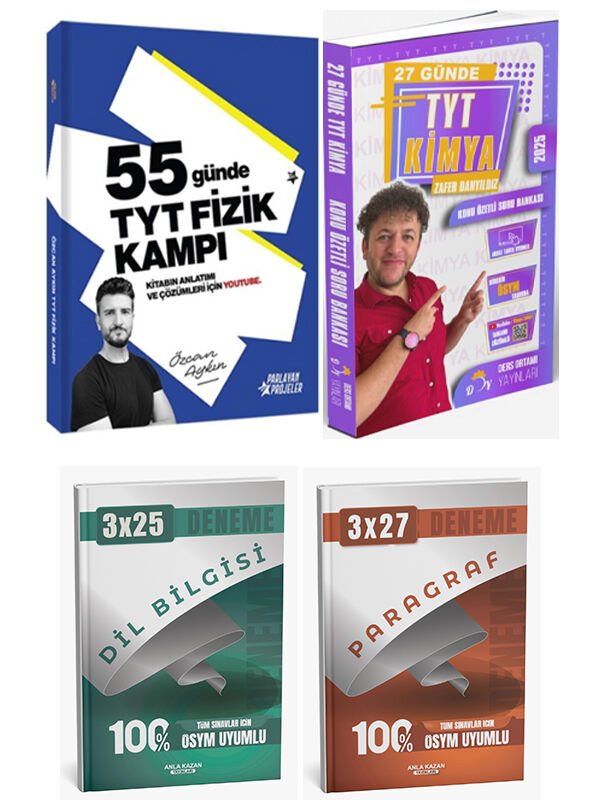 Parlayan Proje + Ders Ortamı 2026 TYT 55 Günde Fizik + 27 Günde Kimya Kamp AnlaKazan Deneme 4lü Set
