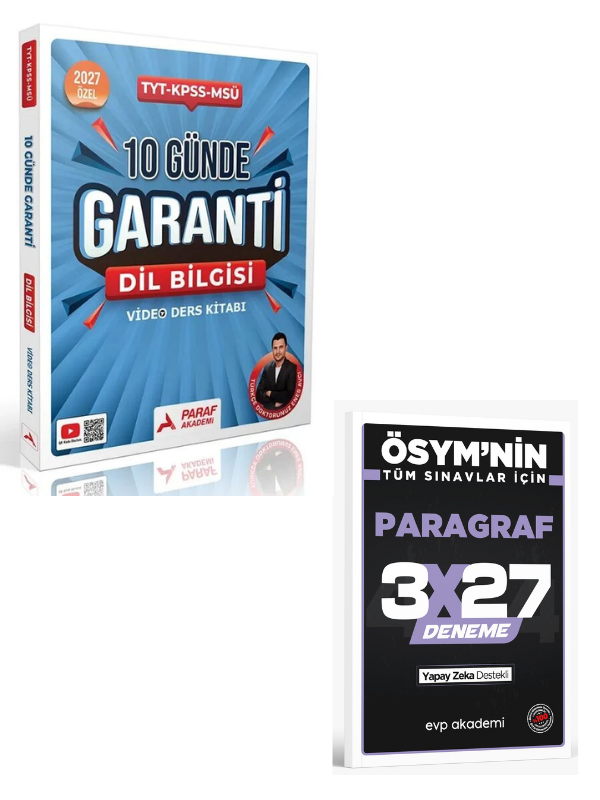 Paraf Akademi 2027 YKS TYT KPSS MSÜ Dil Bilgisi Türkçe Doktorunuz 10 Günde Garanti Video Ders Kitabı +EVP Akademi Paragraf