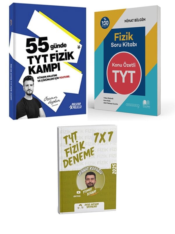 Parlayan Proje + Nihat Bilgin TYT Fizik 55 Günde Fizik Kampı + Soru + Ders Ortamı Deneme 3 lü Set