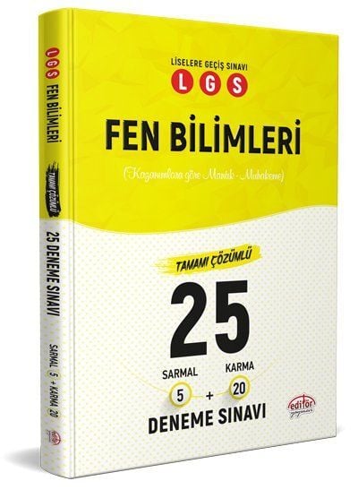 Editör Yayınevi LGS Fen Bilimleri 5 Sarmal - 20 Karma 25 Deneme Sınavı
