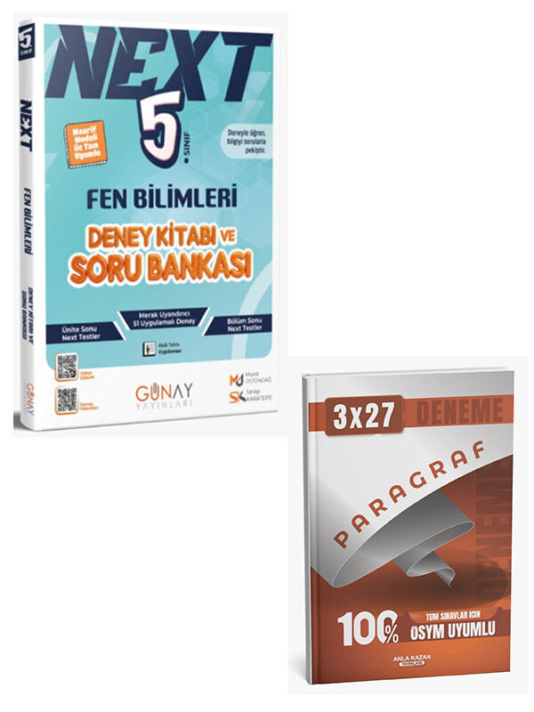 Günay 2027 5. Sınıf Fen Bilimleri Next Deney Kitabı ve Soru Bankası+Anla Kazan Paragraf Deneme