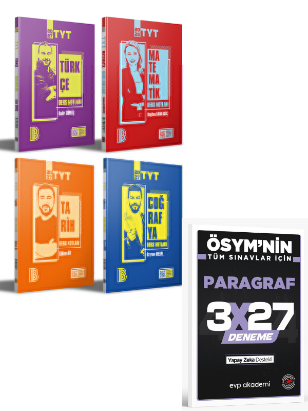 BenimHocam 2027 TYT Matematik - Türkçe - Tarih - Coğrafya Ders Notları Seti+ EVP Akademi Paragraf