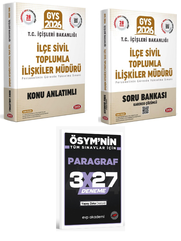 Data 2026 GYS İçişleri Bakanlığı İlçe Sivil Toplumla İlişkiler Müdürü Konu+Soru+ EVP Akademi Paragraf