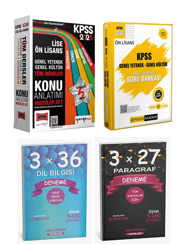 Anla Kazan 2026 Yargı + Pegem KPSS Lise Önlisans Modüler Set Konu ve Soru + Denemeler 4 lü Set