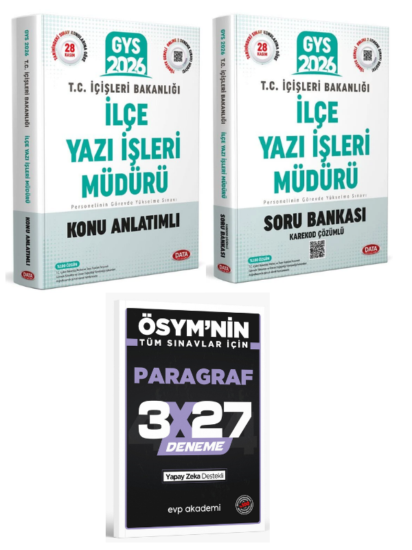 Data 2026 GYS İçişleri Bakanlığı İlçe Yazı İşleri Müdürü Konu+Soru+ EVP Akademi Paragraf
