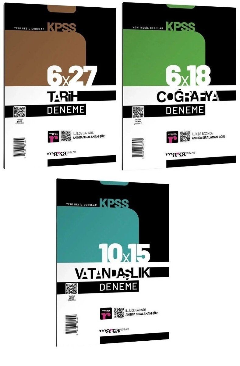 Marka 2026 KPSS Tarih + Coğrafya + Vatandaşlık 6+6+10 Deneme 3 lü Set Marka Yayınları
