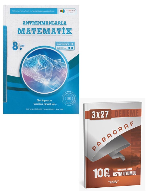 Antrenmanlarla 2027 Matematik 8. Sınıf Tamamı Video Çözümlü Soru Bankası+Anla Kazan Paragraf Deneme