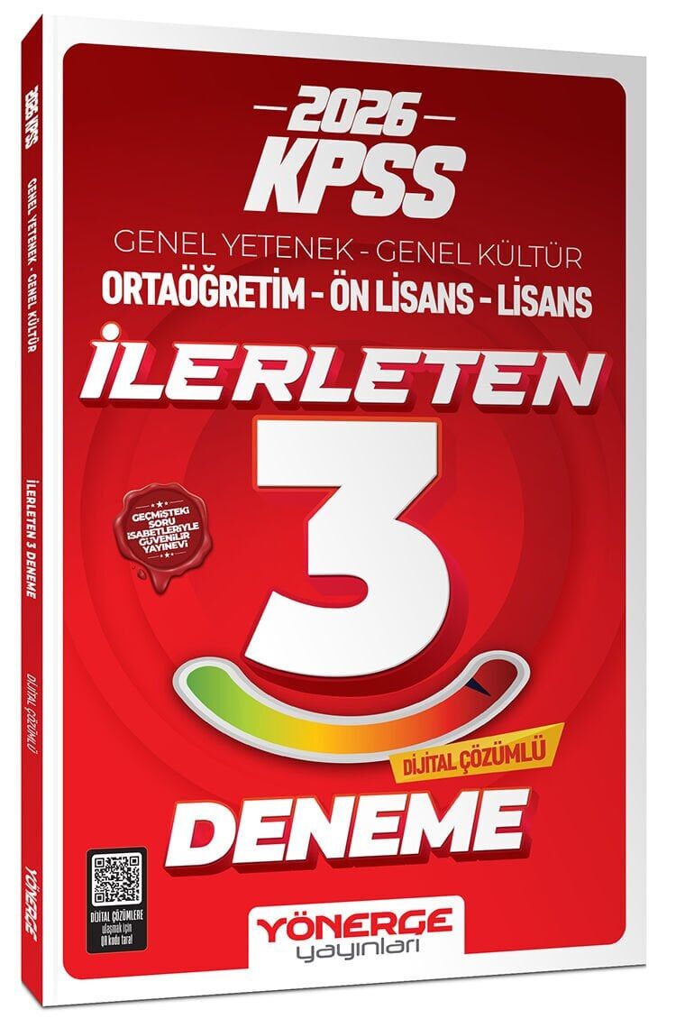 Yönerge 2026 KPSS Genel Yetenek Genel Kültür İlerleten 3 Deneme Çözümlü - Yönerge Yayınları