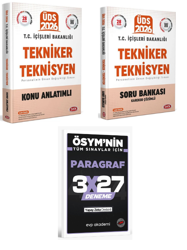 Data 2026 GYS ÜDS İçişleri Bakanlığı Tekniker Teknisyen Konu+Soru+ EVP Akademi Paragraf