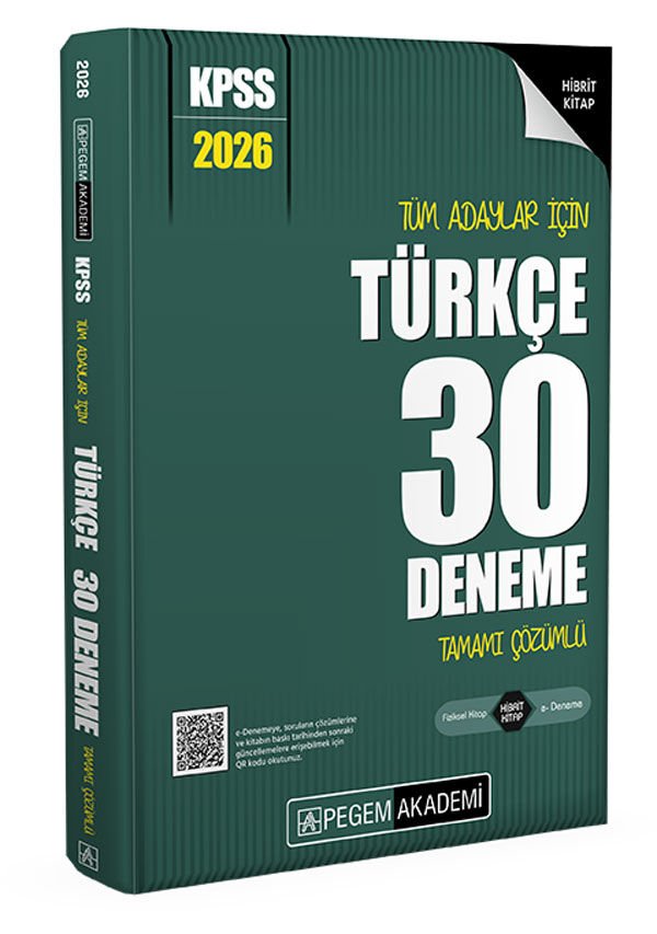 Pegem 2026 KPSS Türkçe 30 Deneme Çözümlü Pegem Akademi Yayınları
