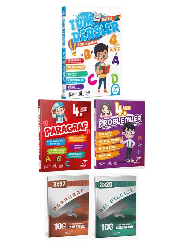 Pruva + Anla Kazan 2026 4. Sınıf Tüm Dersler + Paragraf + Problem Soru + Anla Kazan Deneme 5 li Set
