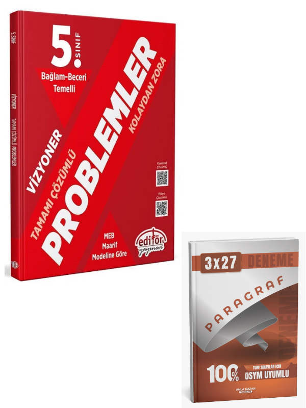 Editör 2027  5. Sınıf Matematik Problemler Vizyoner Maarif Modeli Soru Bankası Çözümlü+ Anla Kazan Paragraf