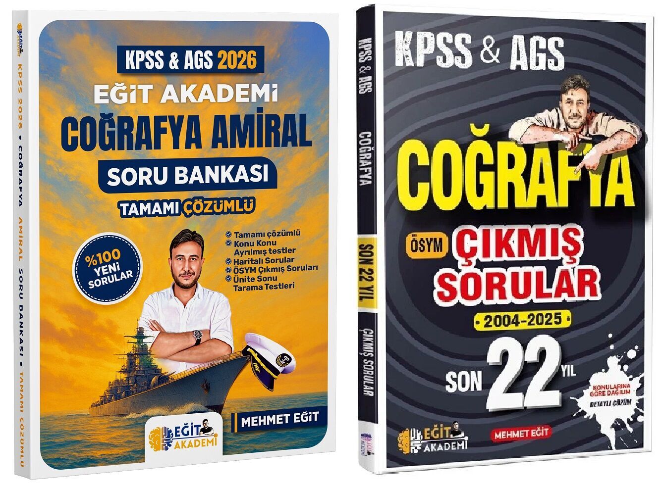 Eğit Akademi 2026 KPSS MEB-AGS Coğrafya Amiral Soru Bankası + Çıkmış Sorular Son 22 Yıl 2 li Set - Mehmet Eğit Eğit Akademi