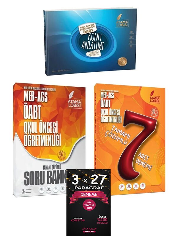 Atama Lobisi + Anla Kazan ÖABT MEB-AGS Okul Öncesi Öğretmenliği Konu + Soru + 7 Deneme 4 lü Set