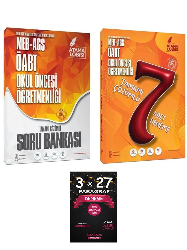 Atama Lobisi + Anla Kazan ÖABT MEB-AGS Okul Öncesi Öğretmenliği Soru Bankası + 7 Deneme 3 lü Set