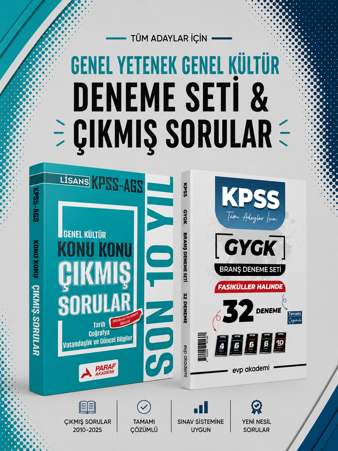 Paraf Akademi 2026 KPSS GKGY Çıkmış Sorular & EVP Akademi KPSS Tüm Dersler 32 Deneme Seti