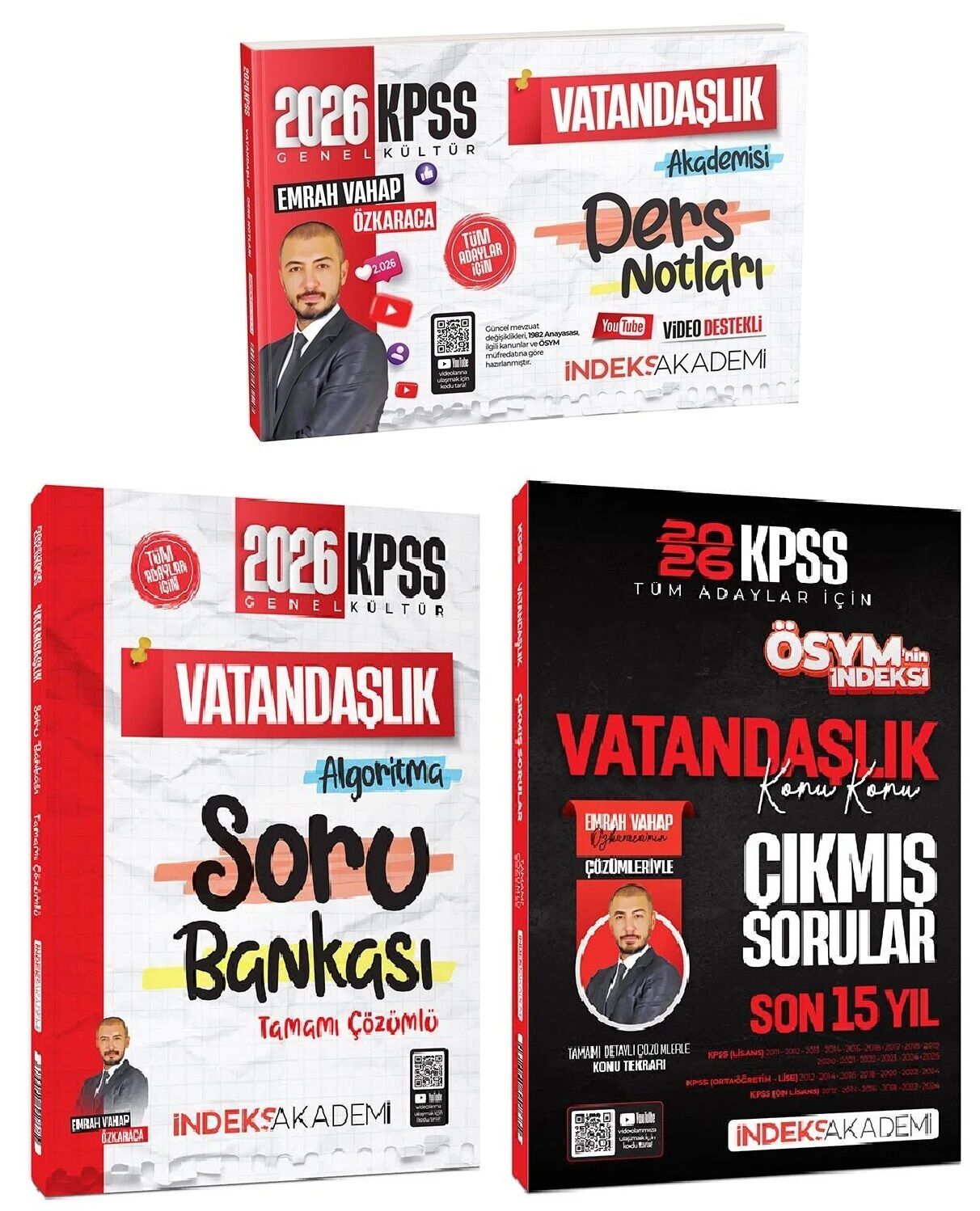 İndeks Akademi 2026 KPSS Vatandaşlık Video Ders Notları + Soru Bankası + Çıkmış Sorular 3 lü Set - Emrah Vahap Özkaraca İndeks Akademi Yayınları