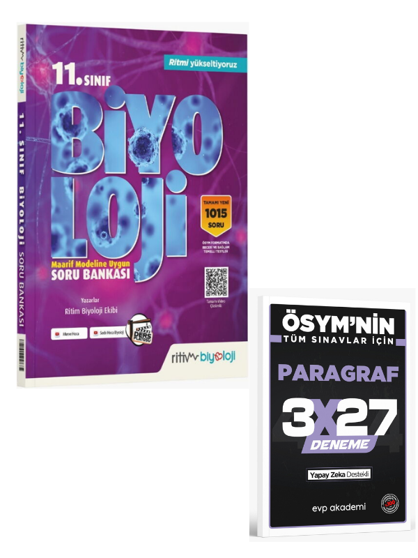 Ritim 2027 11. Sınıf Biyoloji Maarif Modeli Soru Bankası Çözümlü+ EVP Akademi Paragraf