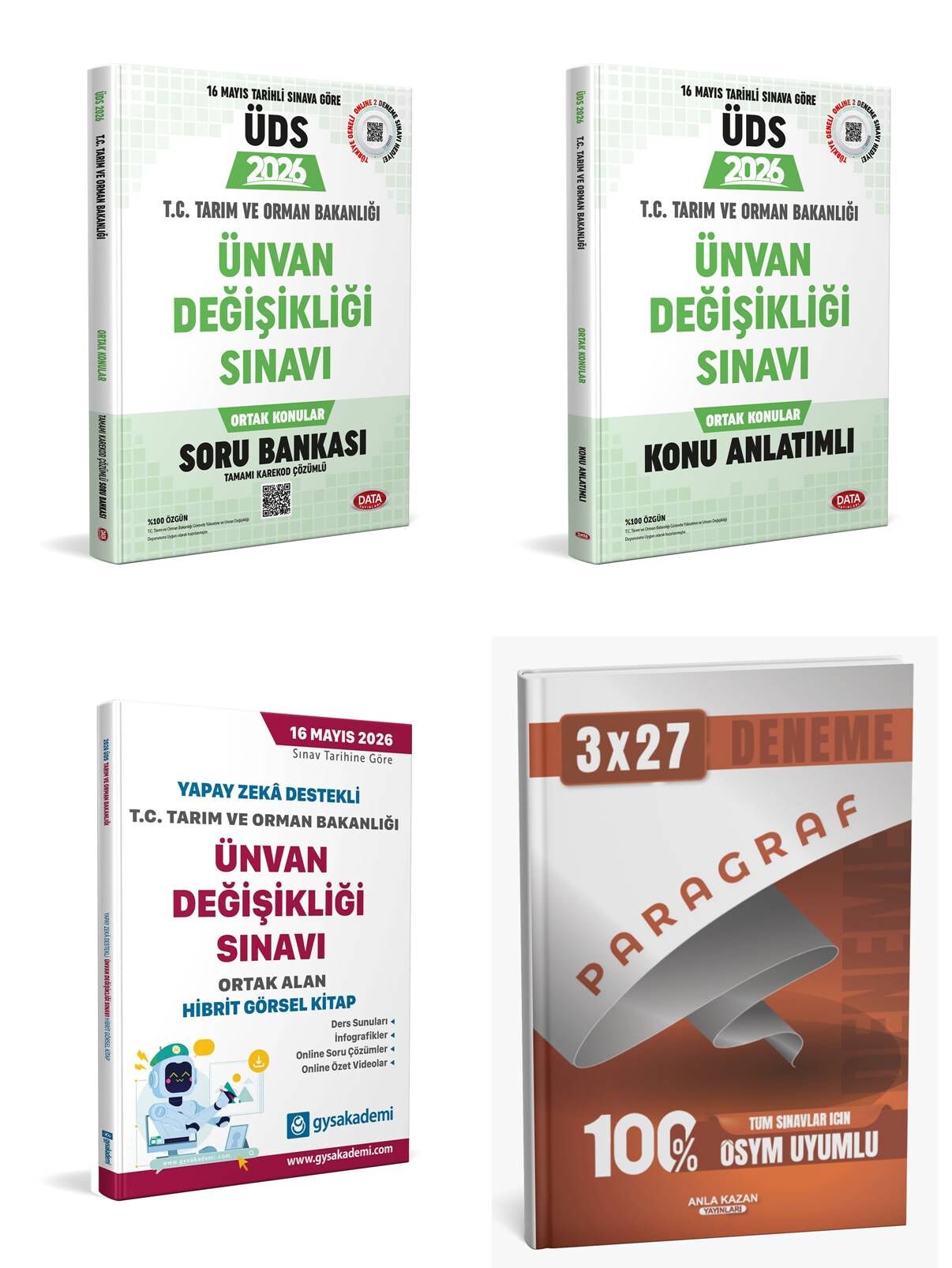 Data + GYSAkademi 2026 ÜDS Tarım ve Orman Bakanlığı Ünvan Değişikliği + Paragraf 4 lü Set